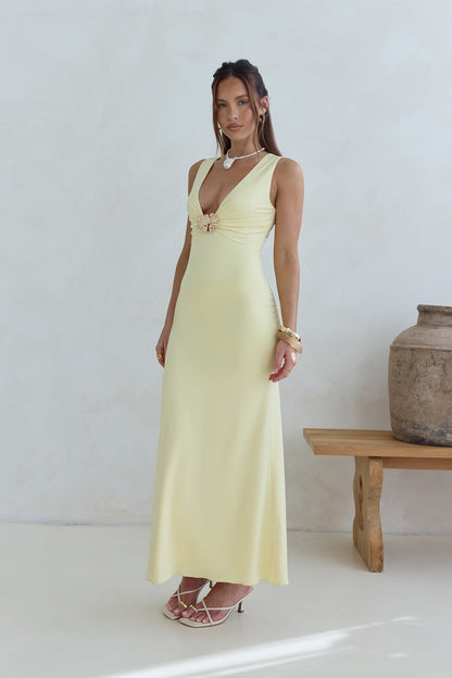 Coastal Caprice Maxi Dress Yellow