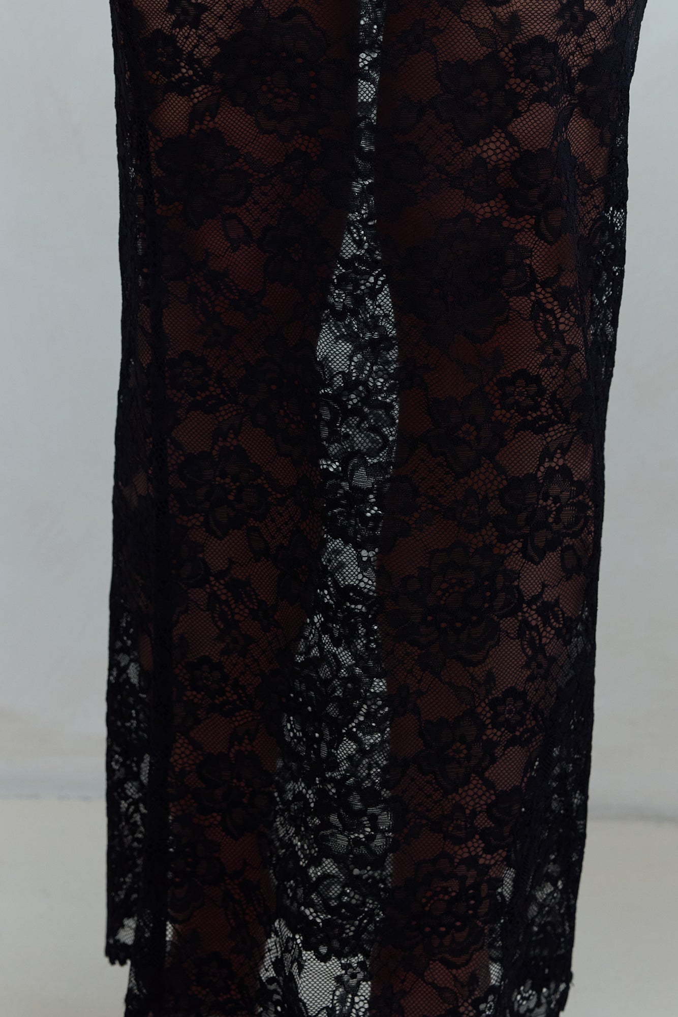 Date In Soho Sheer Lace Maxi Skirt Black