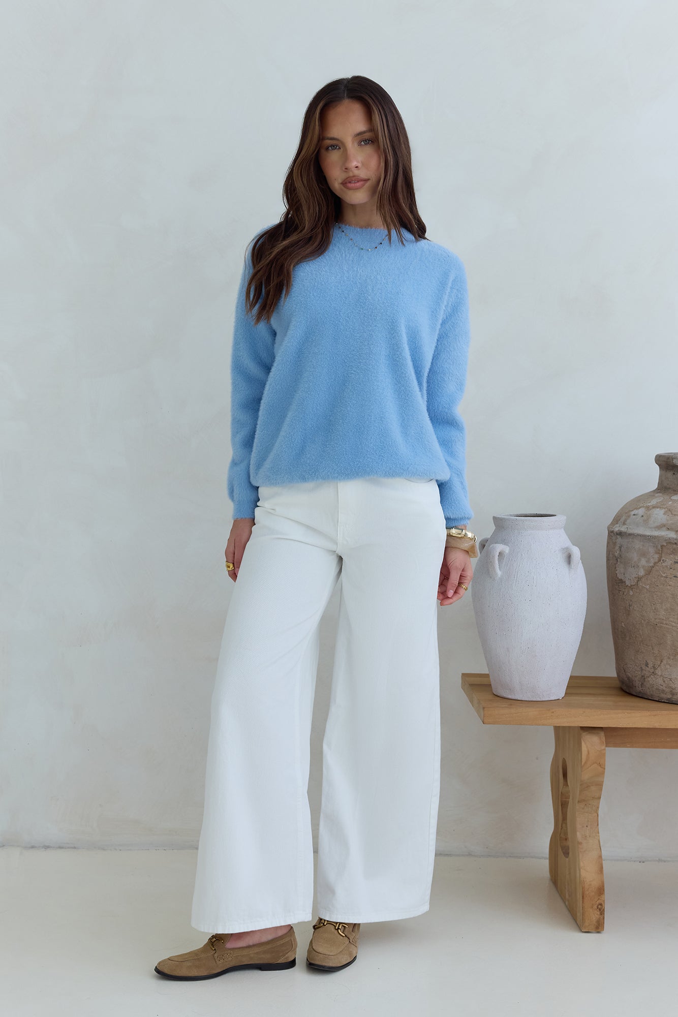 Winter Escape Knit Sweater Blue