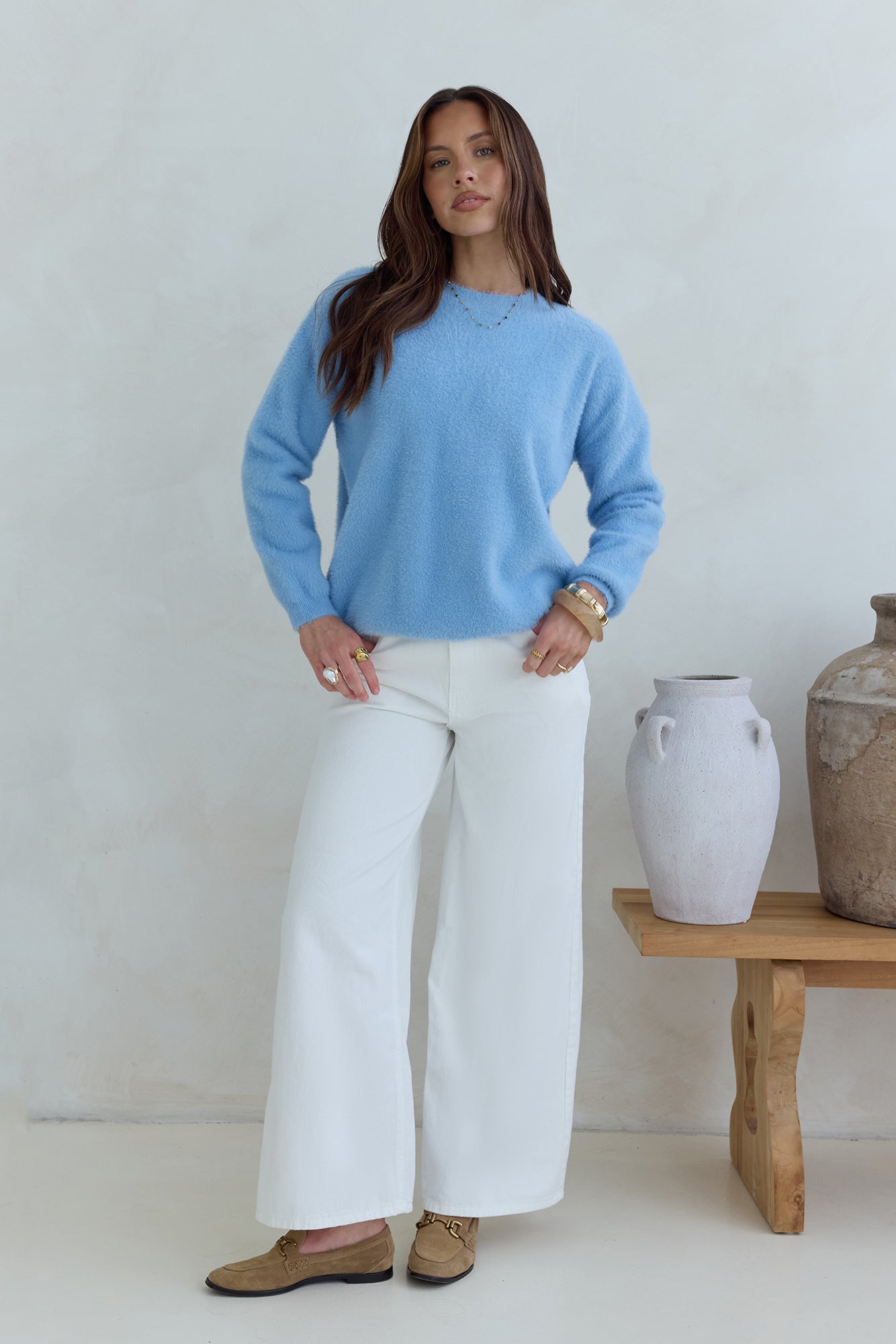 Winter Escape Knit Sweater Blue