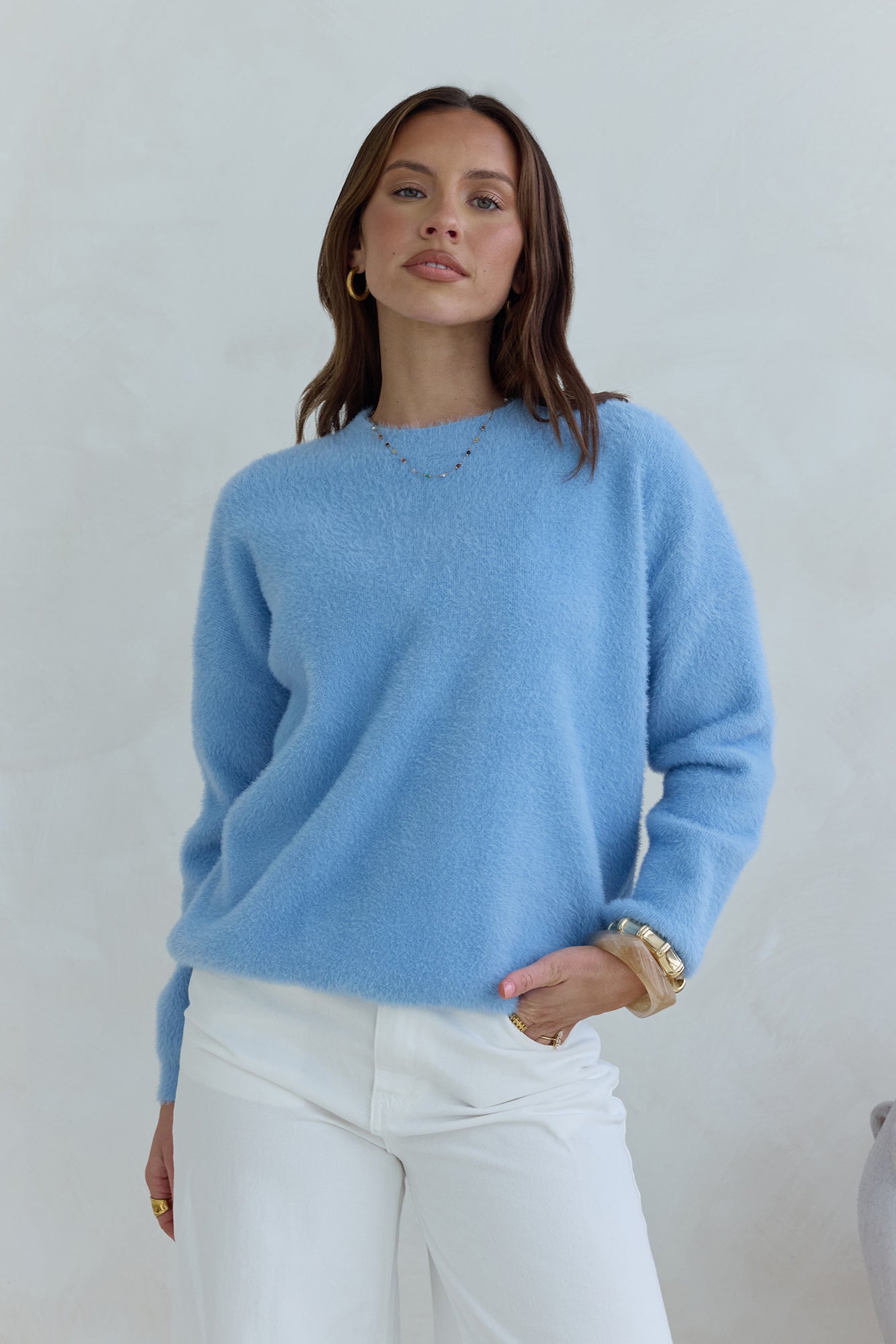 Winter Escape Knit Sweater Blue
