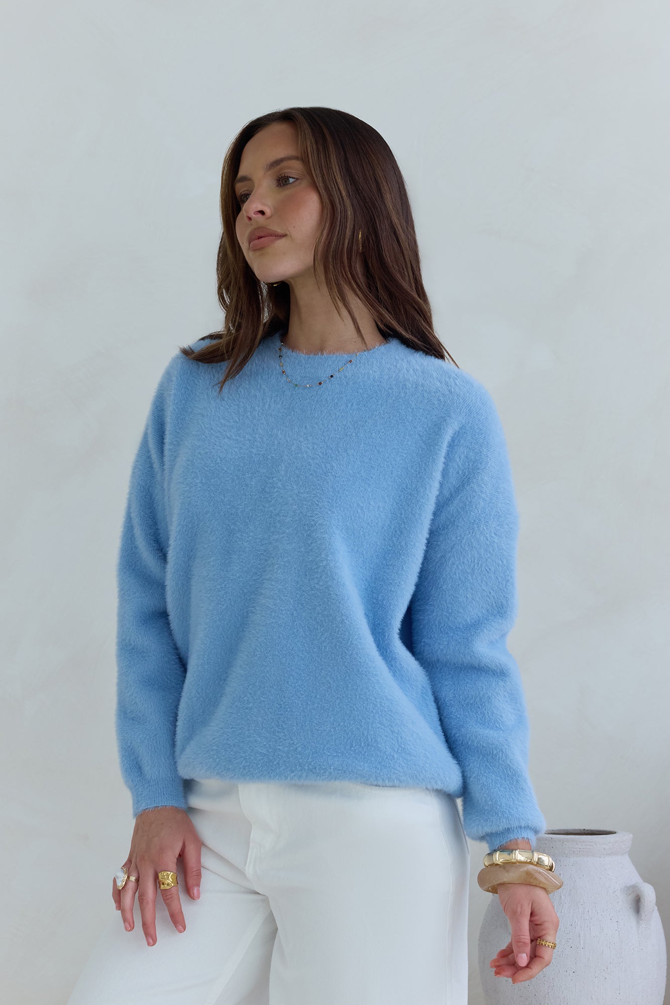 Winter Escape Knit Sweater Blue
