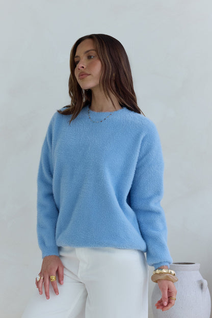 Winter Escape Knit Sweater Blue