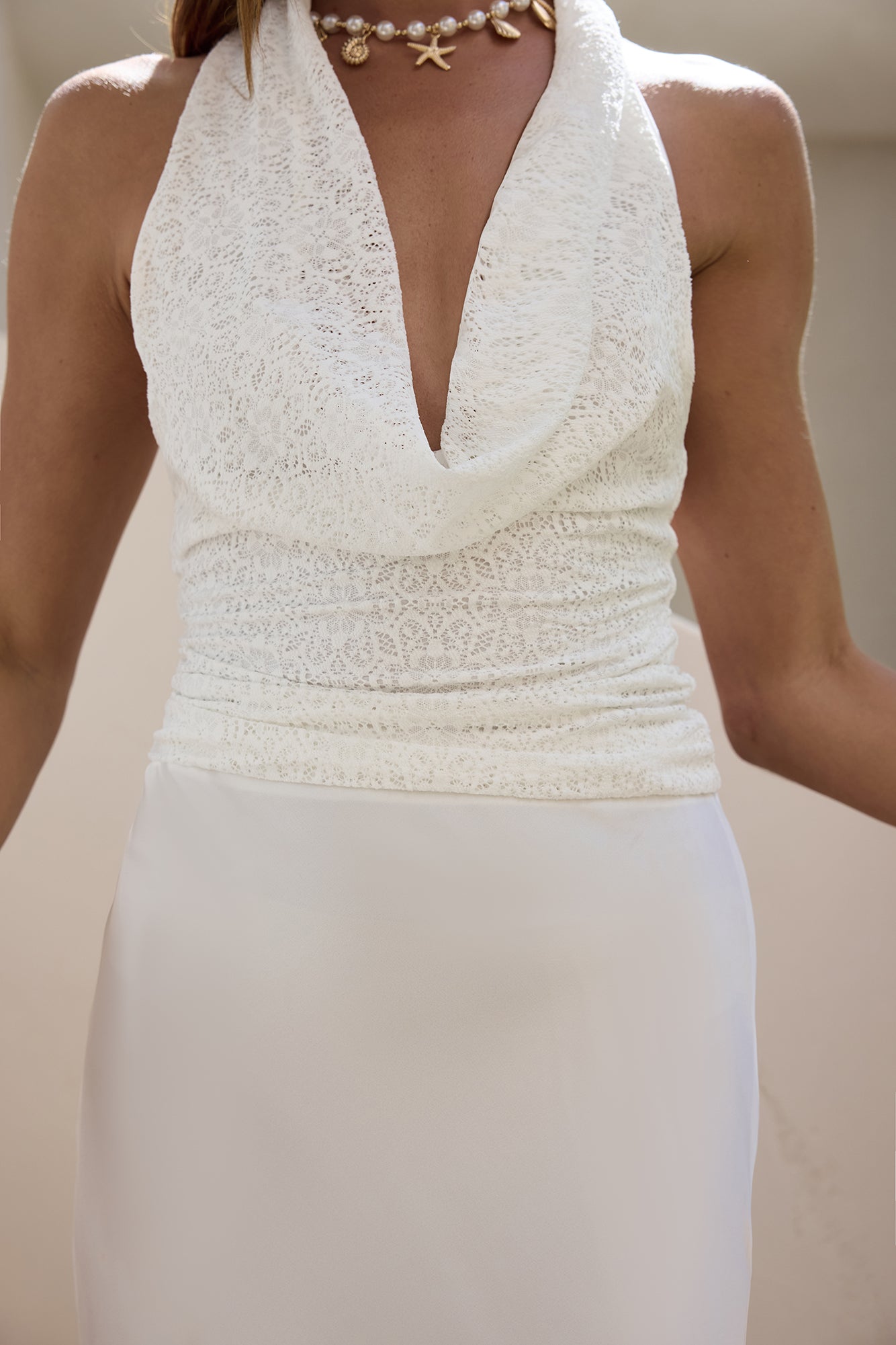 Dollface Divas Lace Halter Top White