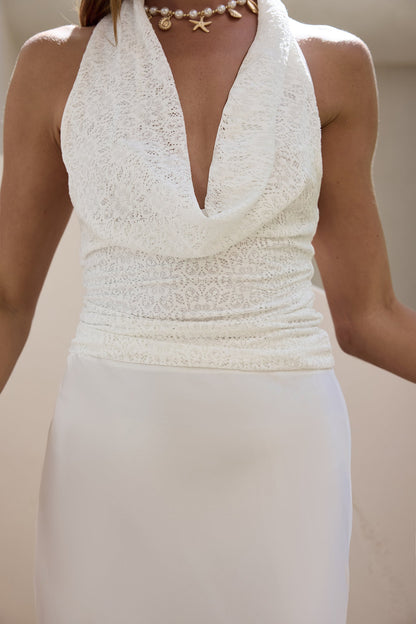 Dollface Divas Lace Halter Top White