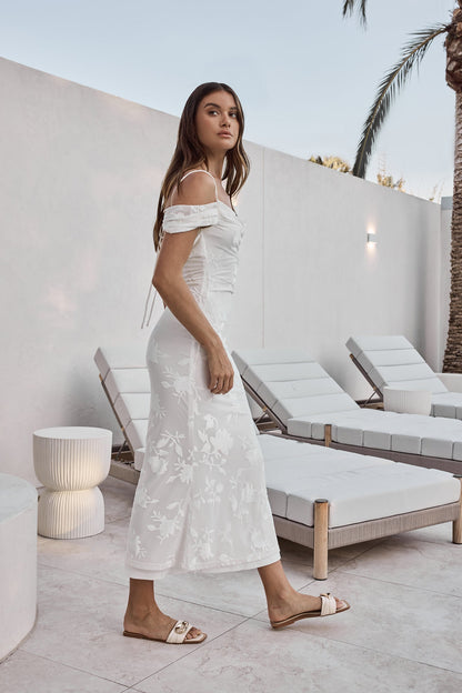 Tropical Tide Maxi Dress White