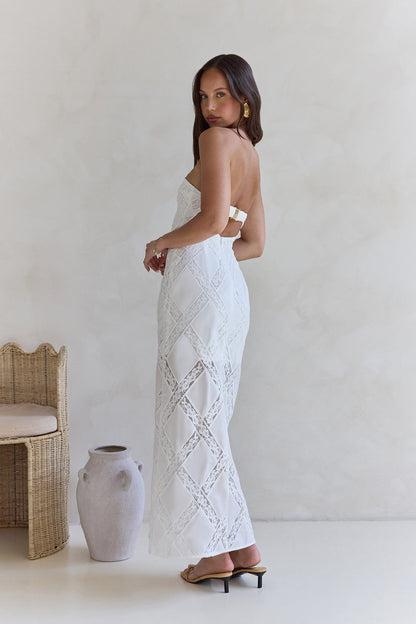Ocean Air Oasis Strapless Maxi Dress White