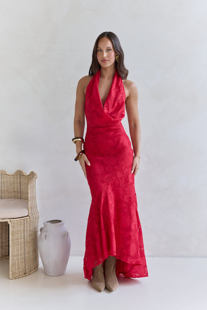 More And More Halter Maxi Dress Red