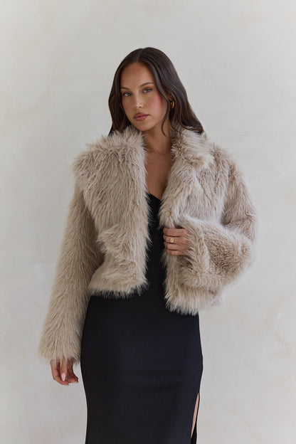 Icy Daze Faux Fur Jacket Beige
