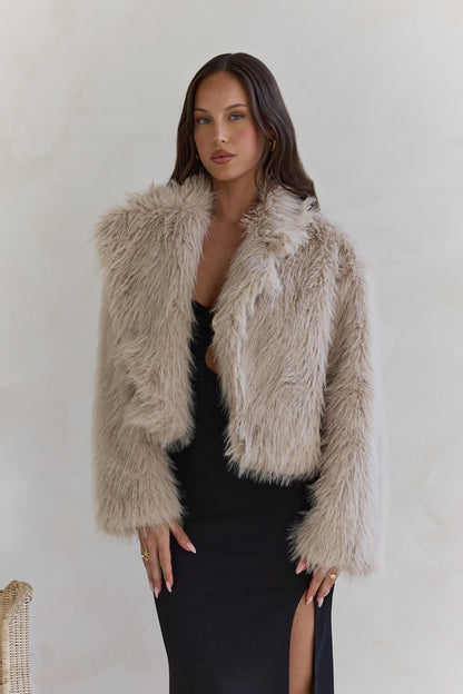 Icy Daze Faux Fur Jacket Beige