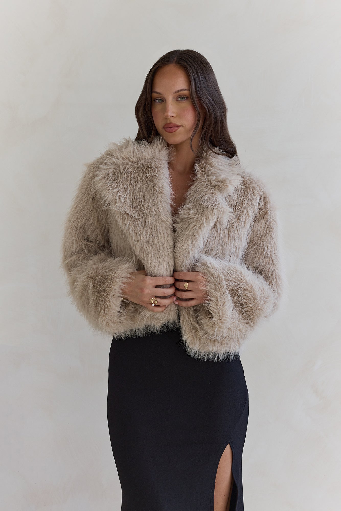 Icy Daze Faux Fur Jacket Beige