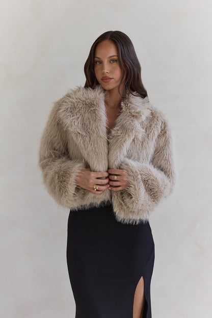 Icy Daze Faux Fur Jacket Beige