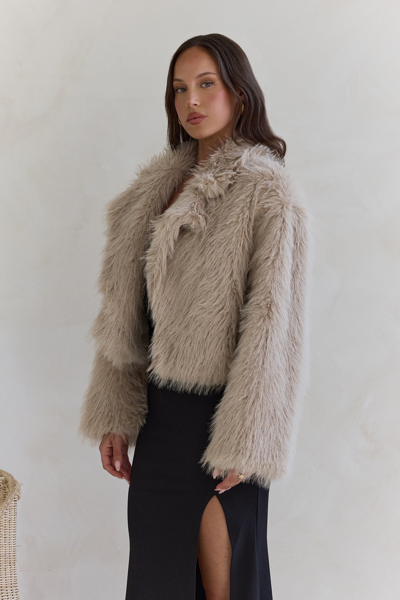 Icy Daze Faux Fur Jacket Beige