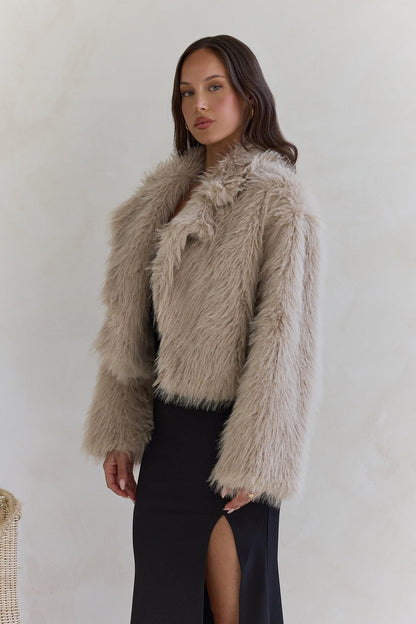 Icy Daze Faux Fur Jacket Beige