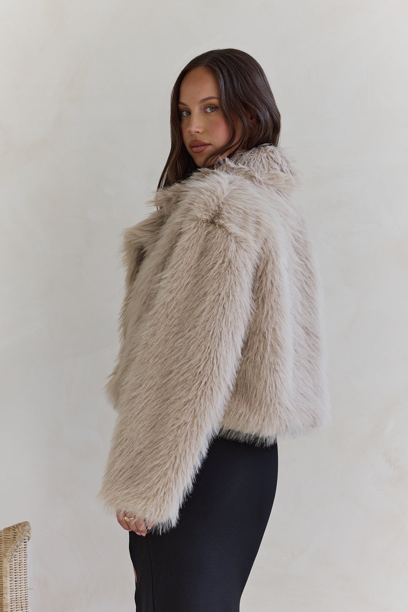 Icy Daze Faux Fur Jacket Beige