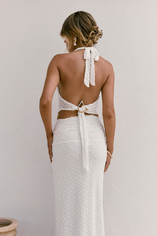 Words Of Wisdom Halter Top White