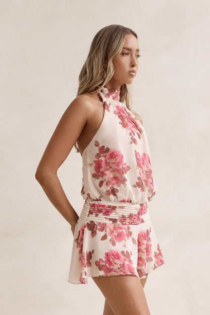 Petals In The Sun Halter Romper Floral