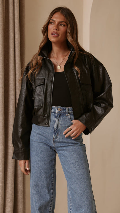 Hugo Funnel Neck Jacket - Black