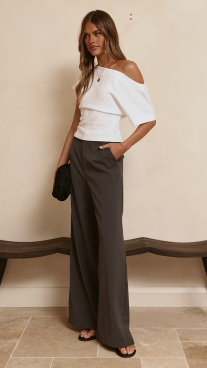 Maeva Tailored Pants - Charcoal