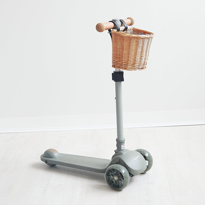 3 Wheel Scooter with Wicker Basket Olive