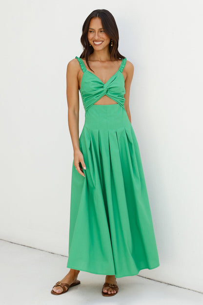 Cherry Kisses Maxi Dress Green