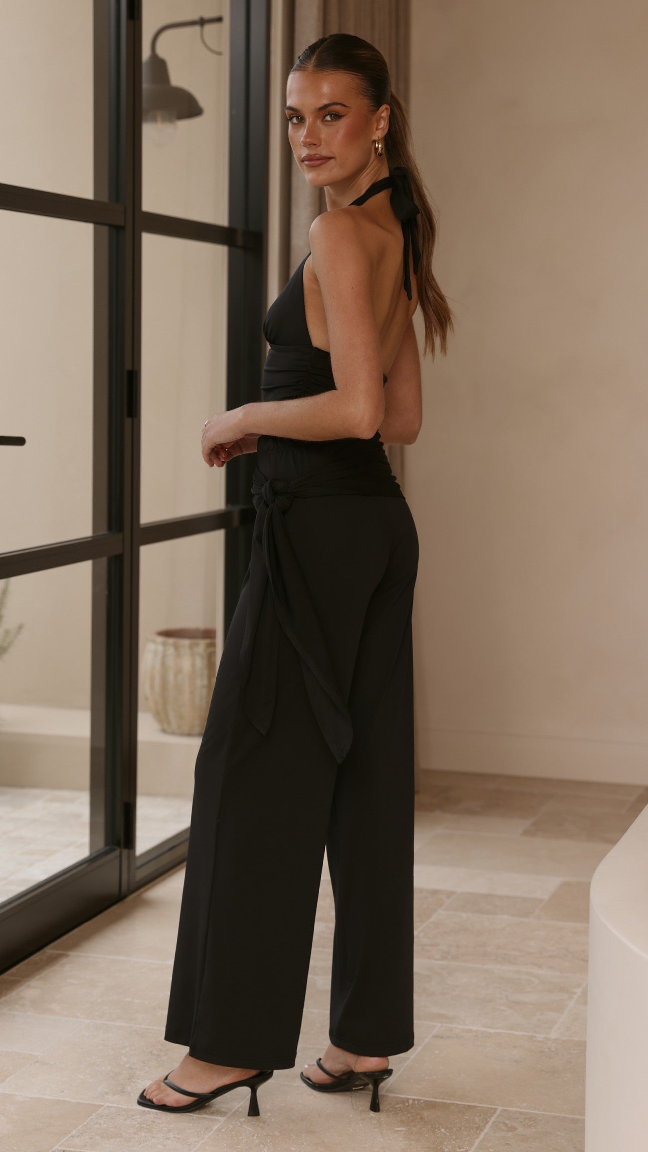 Sarki Halter Neck Crop Top - Black