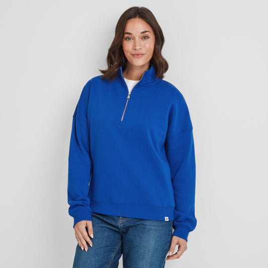Caldene Womens Supersoft Quarter Zip Sweat - Ultra Marine Blue