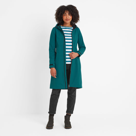 Enya Womens Longline Waterproof Softshell Jacket - Deep Teal