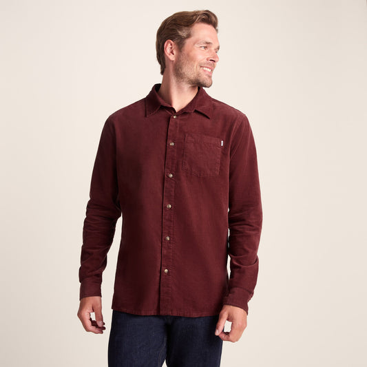 Lenny Mens Long Sleeve Lightweight Corduroy Shirt - Port