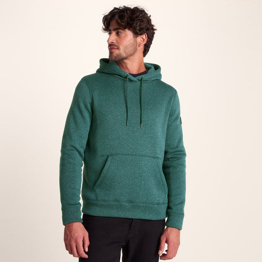 Mosby Mens Supersoft Knitlook Fleece Hoody - Dark Turquoise Marl