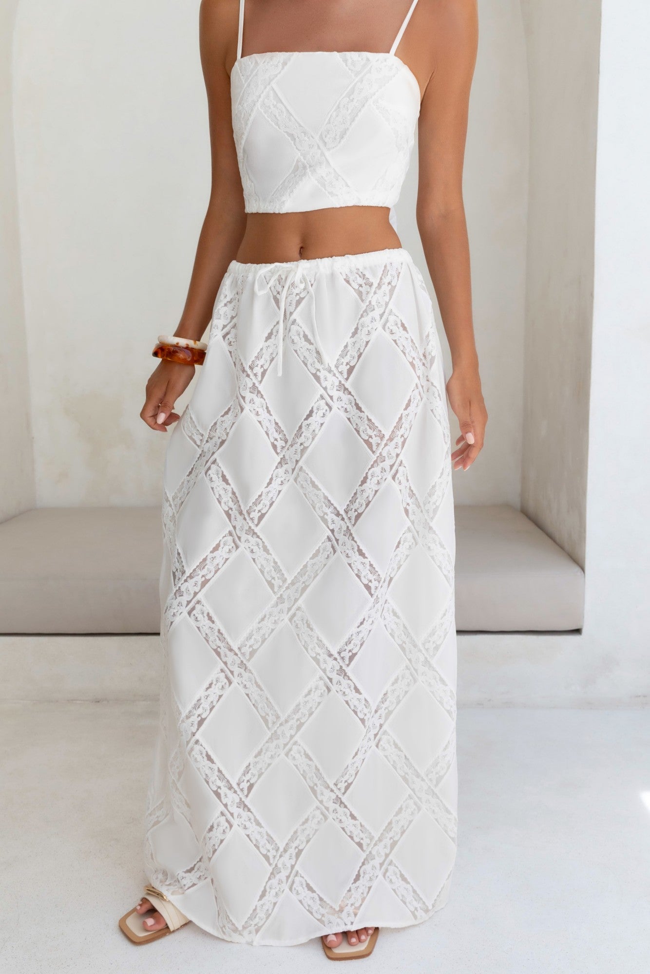 Ocean Air Oasis Maxi Skirt White