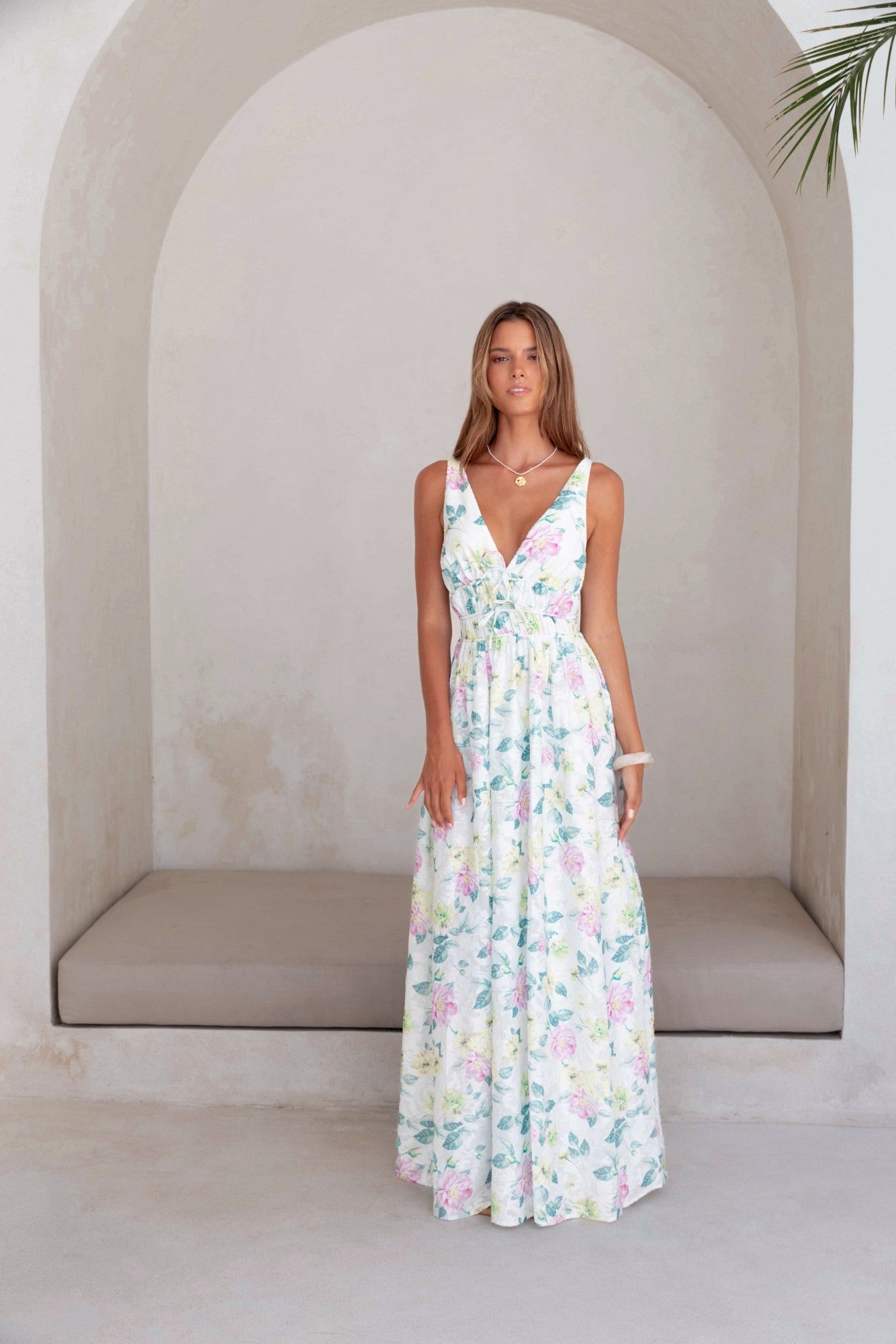 Peach Passion Maxi Dress White