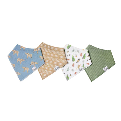 4 Pack Baby Bandana Bibs - Peanut
