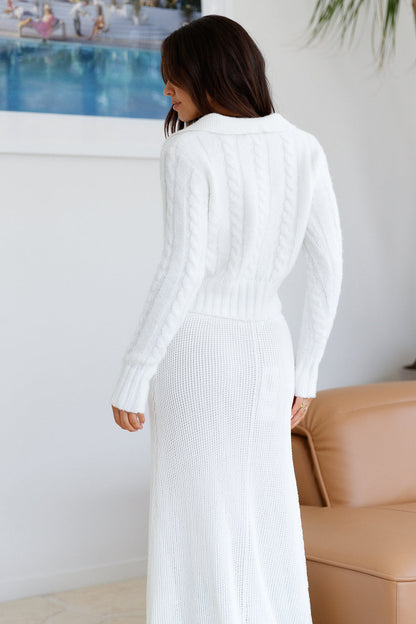 Winter Bliss Knit Cardigan White