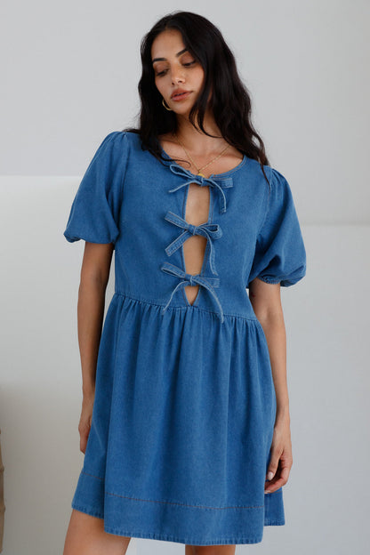 In Lieu Mini Dress Blue