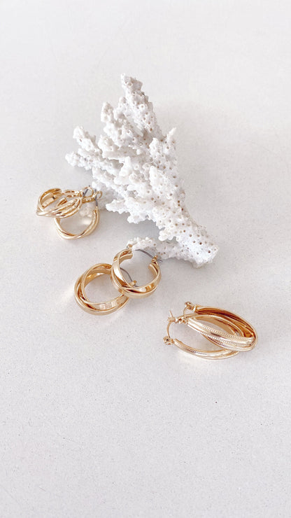 Maya Twist Earrings Set - Gold