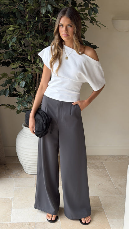Maeva Tailored Pants - Charcoal