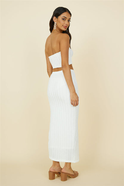 Poolside Adventure Maxi Skirt White
