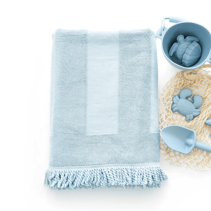 Beach Towel & Silicone Sand Toy Bundle Blue Mist
