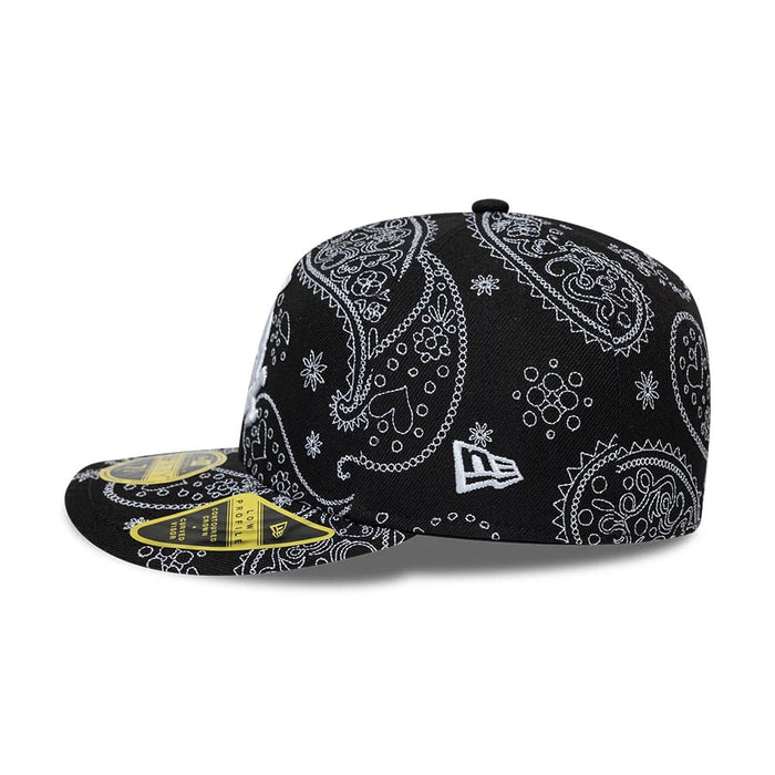 Pictured is this MLB All Over Paisley Chicago White Sox Low Profile 59FIFTY Fitted cap in black. 5