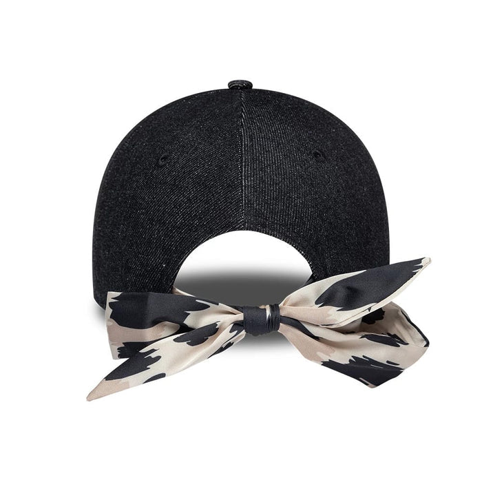 Pictured is this Womens MLB Denim Chicago White Sox 9FORTY Bowback cap in black. 2