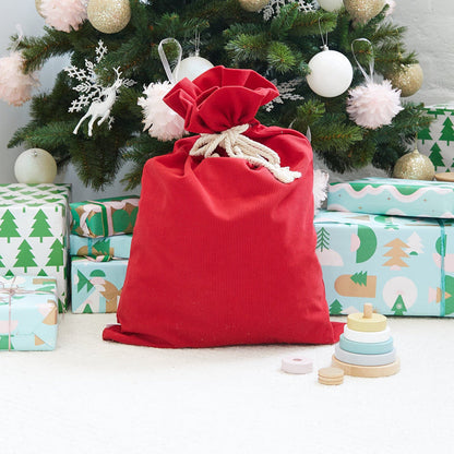 Corduroy SANTA SACK cherry red