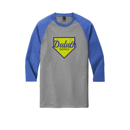 Duluth Fastpitch - District ® Perfect Tri DM136 3/4-Sleeve Raglan with full color heat transfer logo