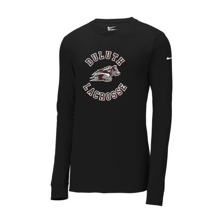 Duluth Lacrosse - Nike Dri-FIT Cotton/Poly Long Sleeve NKBQ5230 Tee with full color heat transfer logo