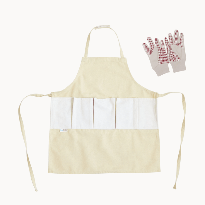 Garden Apron & Glove Set Cherry Red/Straw