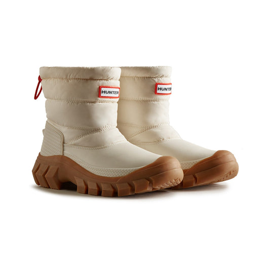 Hunter Intrepid Short Womens Snow Boot - White Willow/Gum