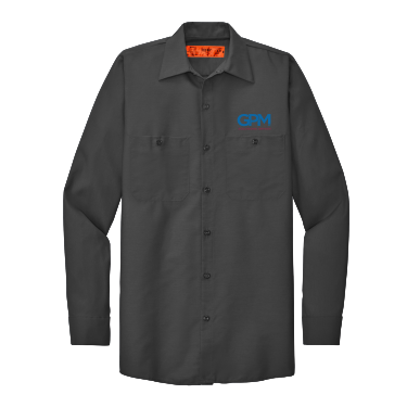 GPM - Red Kap® Long Size, Long Sleeve Industrial Work Shirt SP14LONG with two color GPM logo