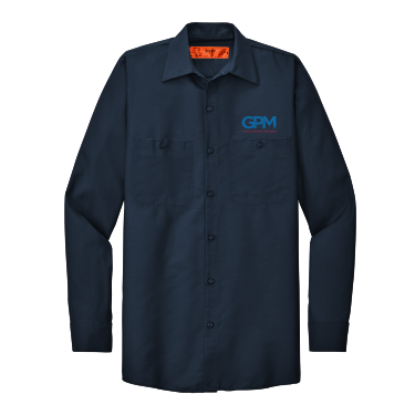 GPM - Red Kap® Long Size, Long Sleeve Industrial Work Shirt SP14LONG with two color GPM logo