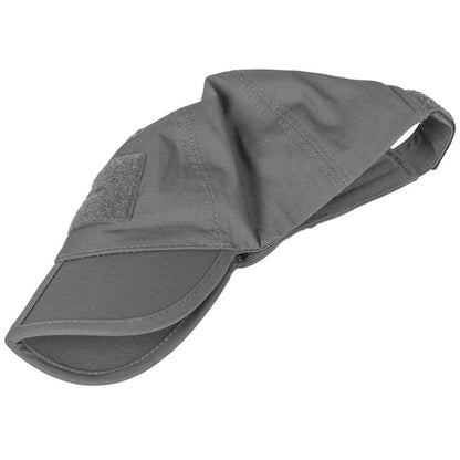 folded side view of grey helikon folding cap