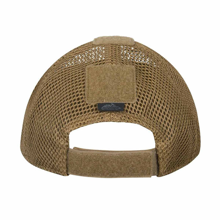 rear of helikon mesh baseball cap coyote